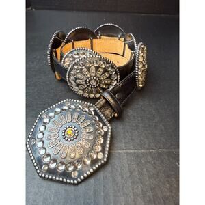 TONY LAMA Austin Glimmer Black Ostrich Rhinestone Concho, 38 belt Black Tony Lama Belts for Women for sale | eBay main image 2
